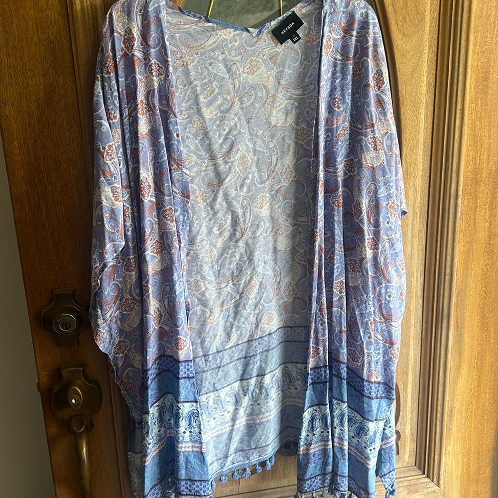 Kimono-blue and orange paisley